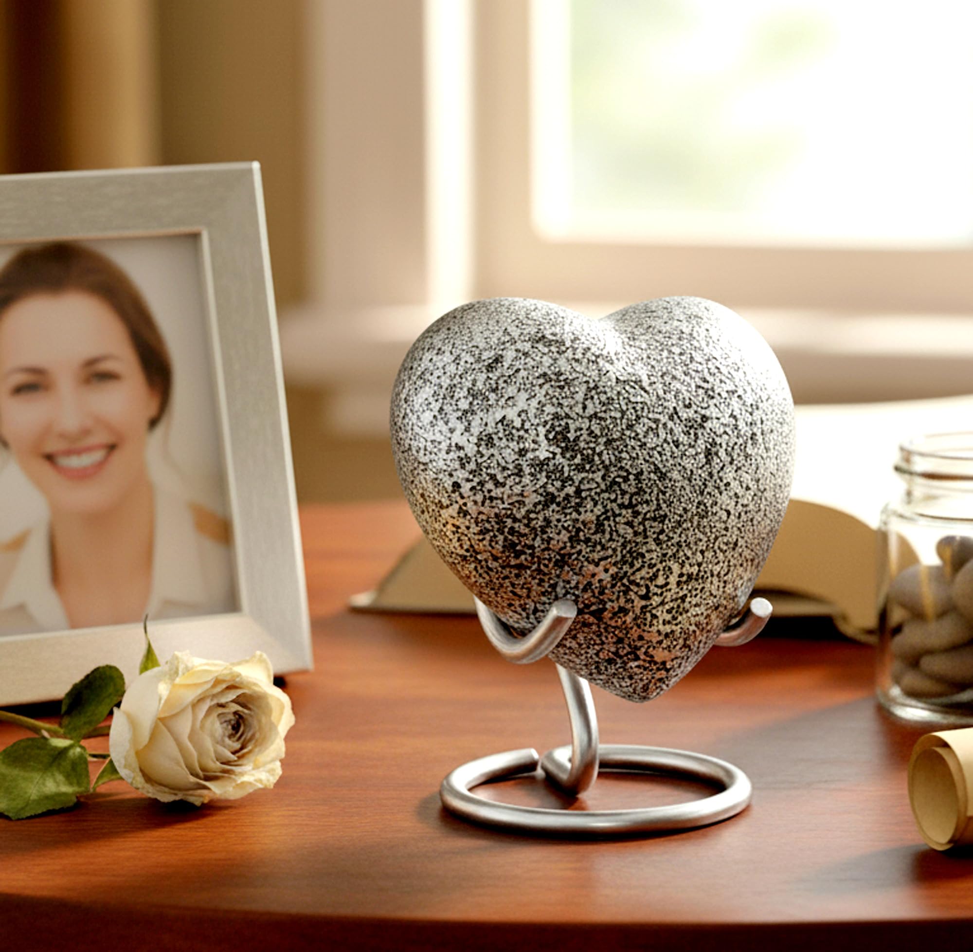 Heart Shape Cremation urn Memorial Container Jar Pot | Metal Urns | Memorial Keepsake Urns.