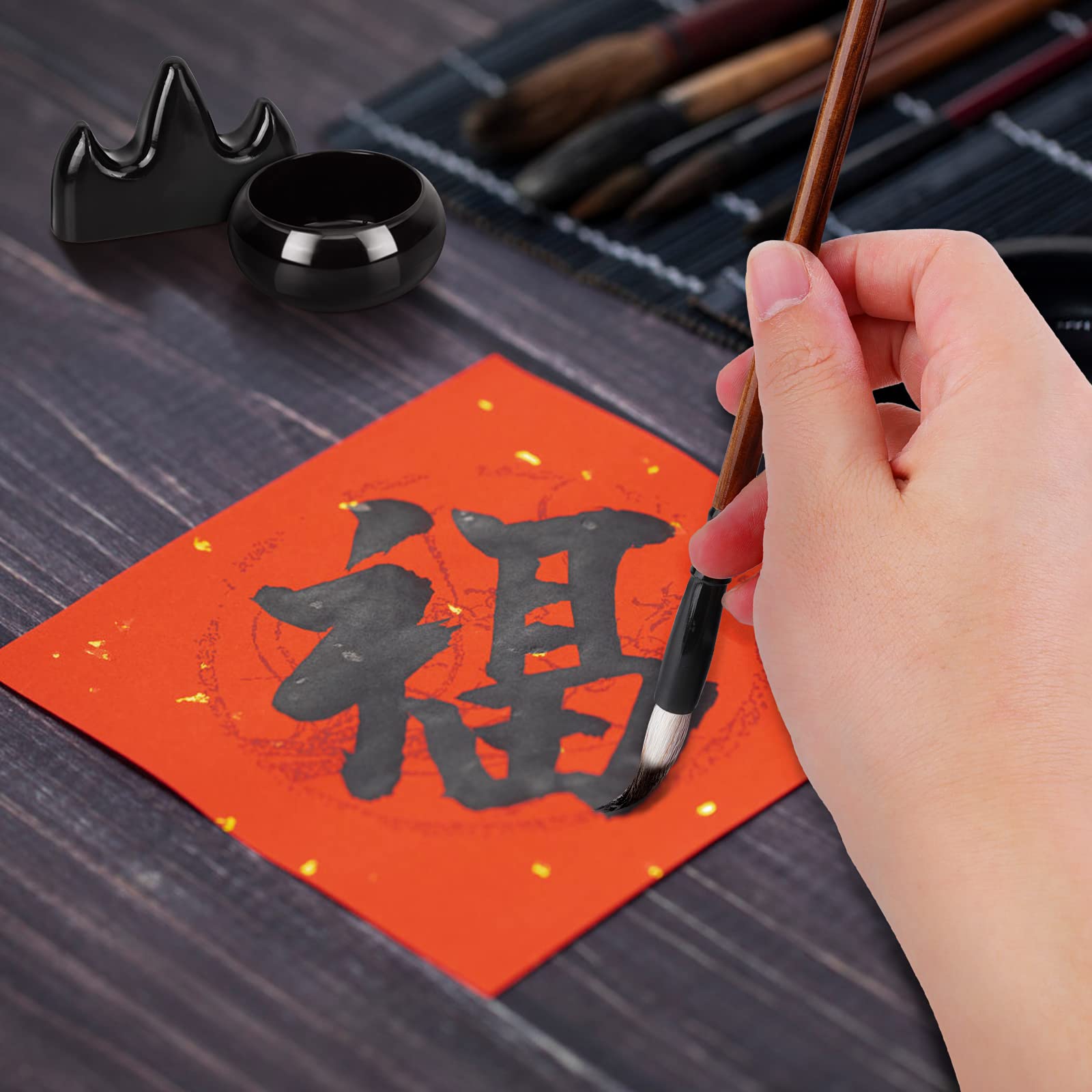 Lot De 6 Pinceaux Calligraphie Chinoise - Avec Réservoir à Piston, Tailles S/M/L - 13