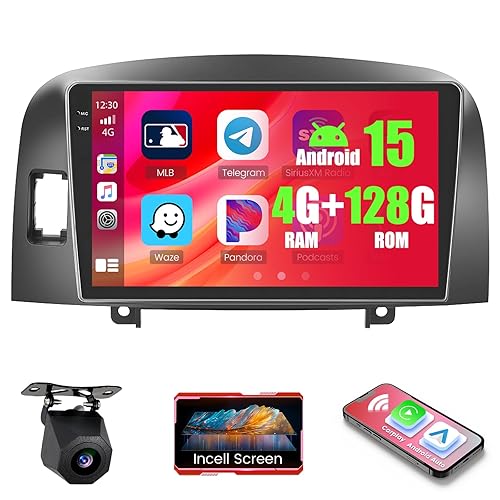 4+128GB Android 15 Car Radio for Hyundai Sonata 2004-2008 Wireless