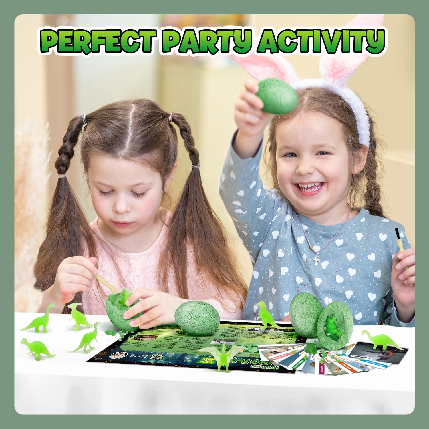 Dr.Daz – Kit Fouille Œufs De Dinosaure Fluorescents 12 Pièces – Découvrez 12 Dinos Différents – Jouet Archéologie, Pâques, STEM, Éducatif Pour Enfants