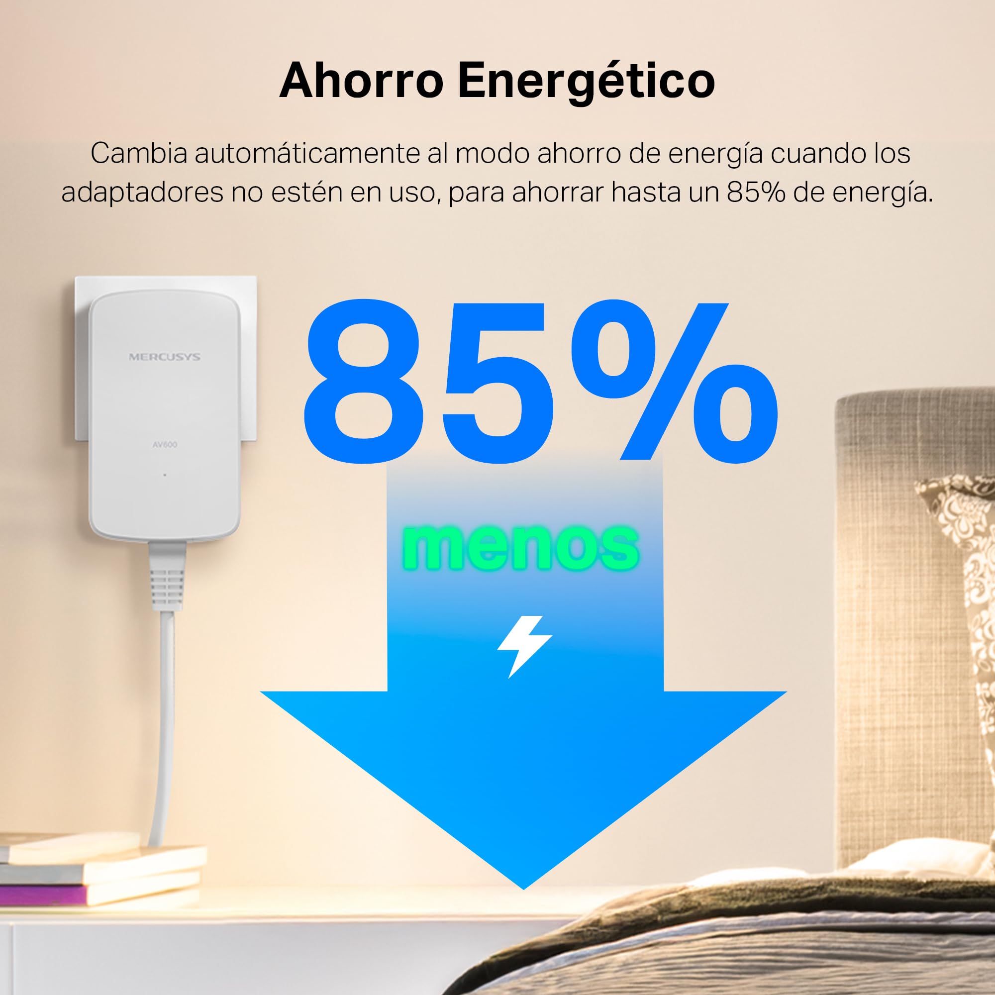 MERCUSYS MP300 Kit – Kit Powerline AV600, hasta 600 Mbps por Red eléctrica, Alcance de 300 m, Puerto Ethernet 10/100 Mbps, Plug and Play, Ahorro de energía hasta 85 %