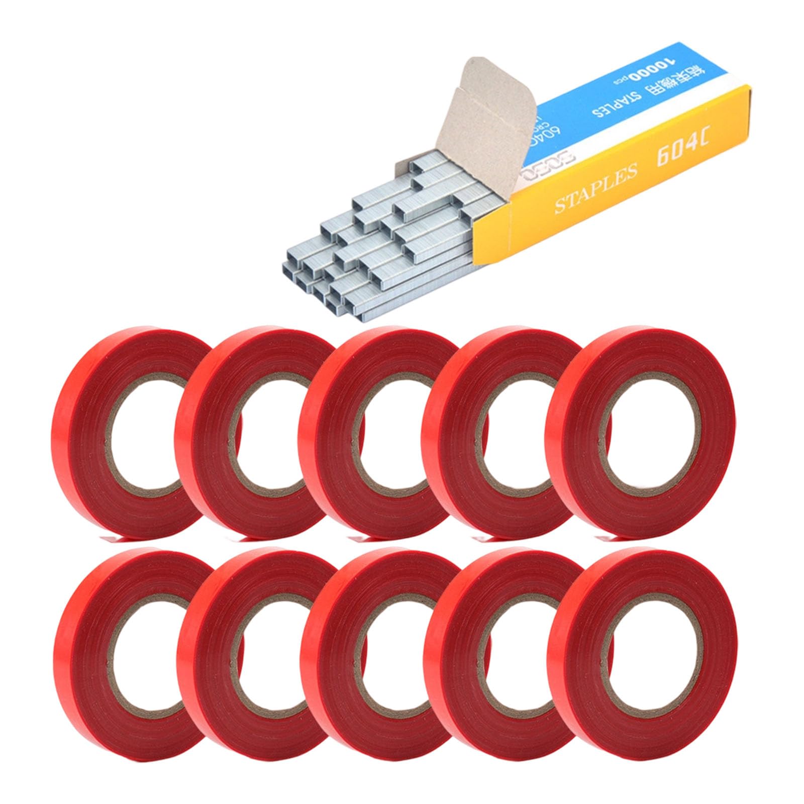 Plant Branch Tie Tape Hand Tying Binding Tools With1Box Staple Pin for Garden Tying Machine Vegetable Plant Ties Tape for Outdoor