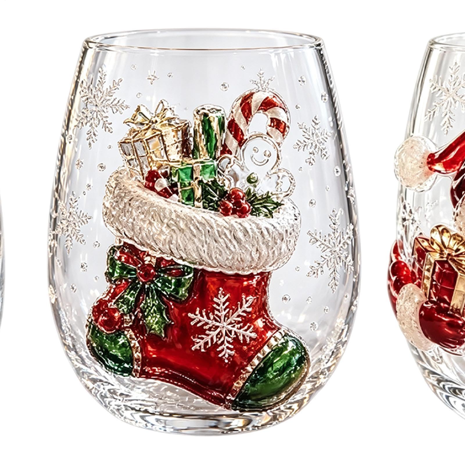Calici Natalizi Antiscivolo 300ml 6 Pezzi Decorazioni Tavola Divertenti