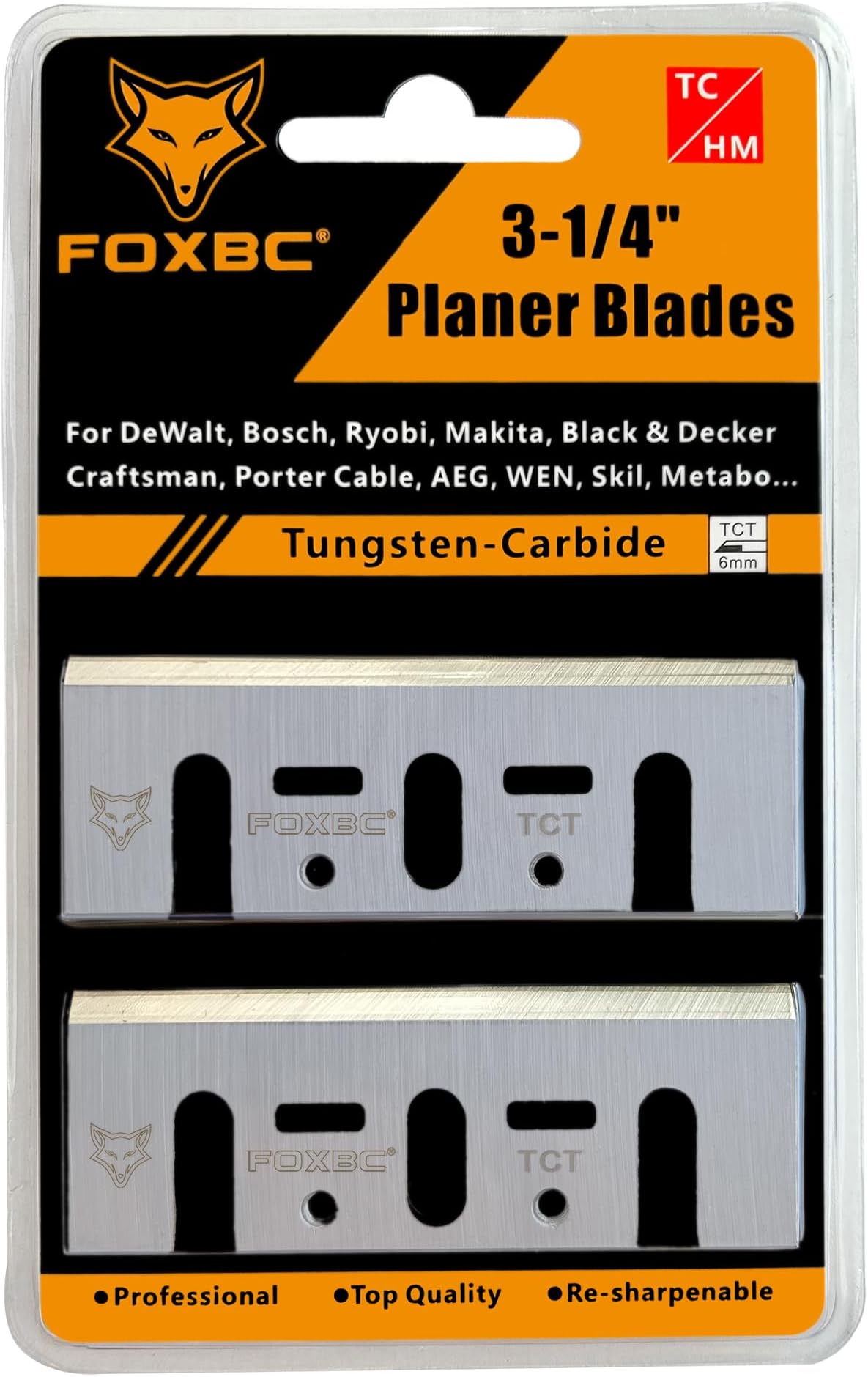 FOXBC 3-1/4 Inch 82mm TCT Carbide Planer Blades Replacement For Makita N1900B, KP0810, XPK01, DeWalt D26676, DW6655, DW680, Bosch 1594 PA1205, Ryobi and most Hand-Held Planer