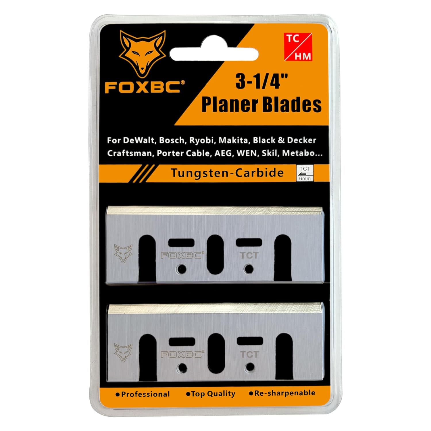 FOXBC 3-1/4 Inch Carbide Planer Blades Replacement for Makita N1900B, KP0810, XPK01, DeWalt D26676, DW6655, DW680, Bosch 1594 PA1205, Ryobi and Most Hand-Held Planer - 5 Set