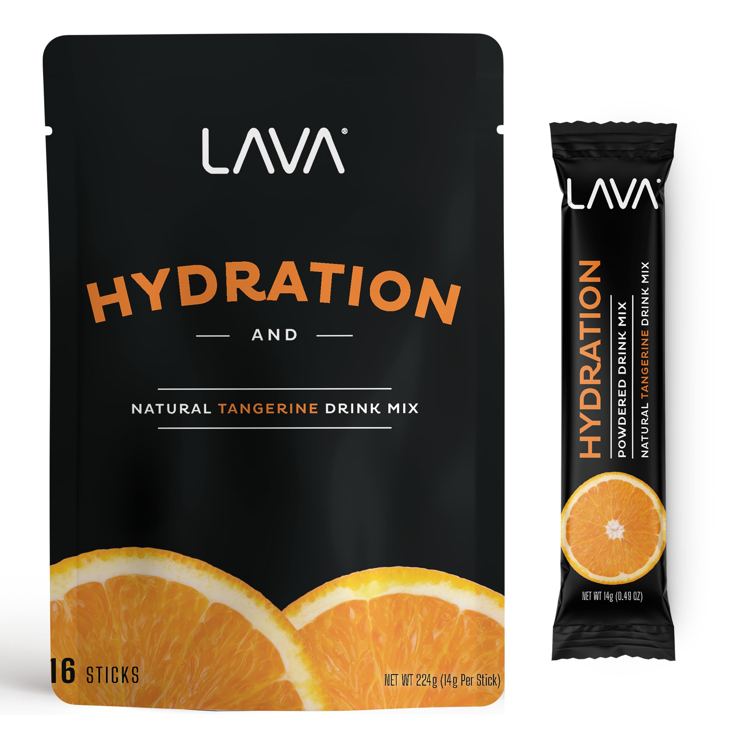 LAVA Recovery | Electrolyte Powder Drink Mix | Tangerine Hydration Powder Packets | Low Sugar, Gluten Free, Non-GMO | 16 Sticks