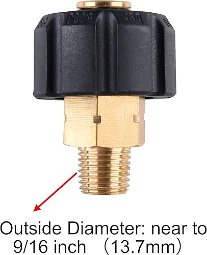 Miniatura 4 de Tool Daily Adaptador para lavadora a presión, hembra métrica M22 a conector NPT macho de 14 pulgadas, 5000 PSI
