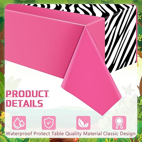 Miniatura 10 de Buryeah Mantel desechable de plástico con estampado de cebra, 3 piezas, diseño de cebra, 54 x 108 pulgadas, para baby shower, boda, fiesta de