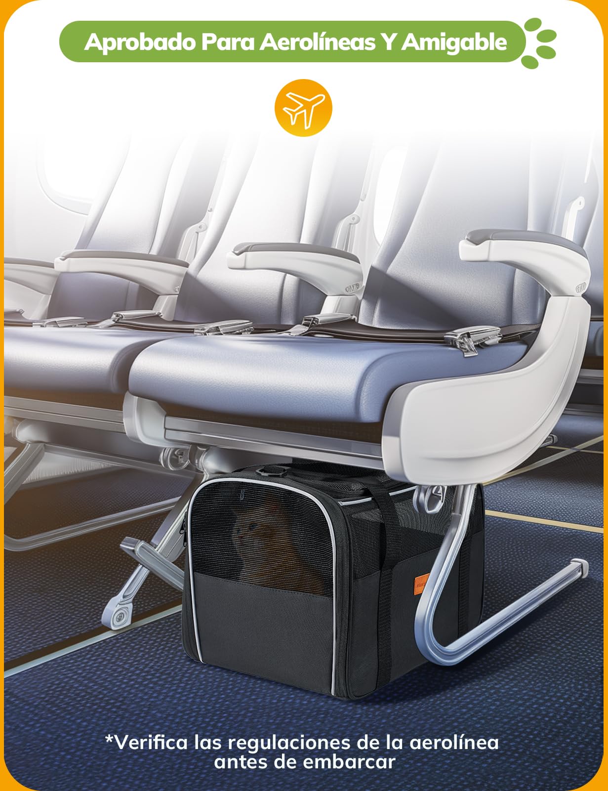 Morpilot Transportín Perro y Gato, Bolsa de Transporte Plegable y Transpirable con Correa de Hombro Ajustable, Ideal para Gatos y Mochila de Viaje para Perros Pequeños - 5