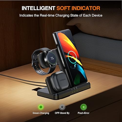 Miniatura 7 de LK Estación de carga inalámbrica para Samsung 3 en 1 cargador inalámbrico para Galaxy Watch 55 Pro43Active 21 compatible con Samsung S22 Ultra S21