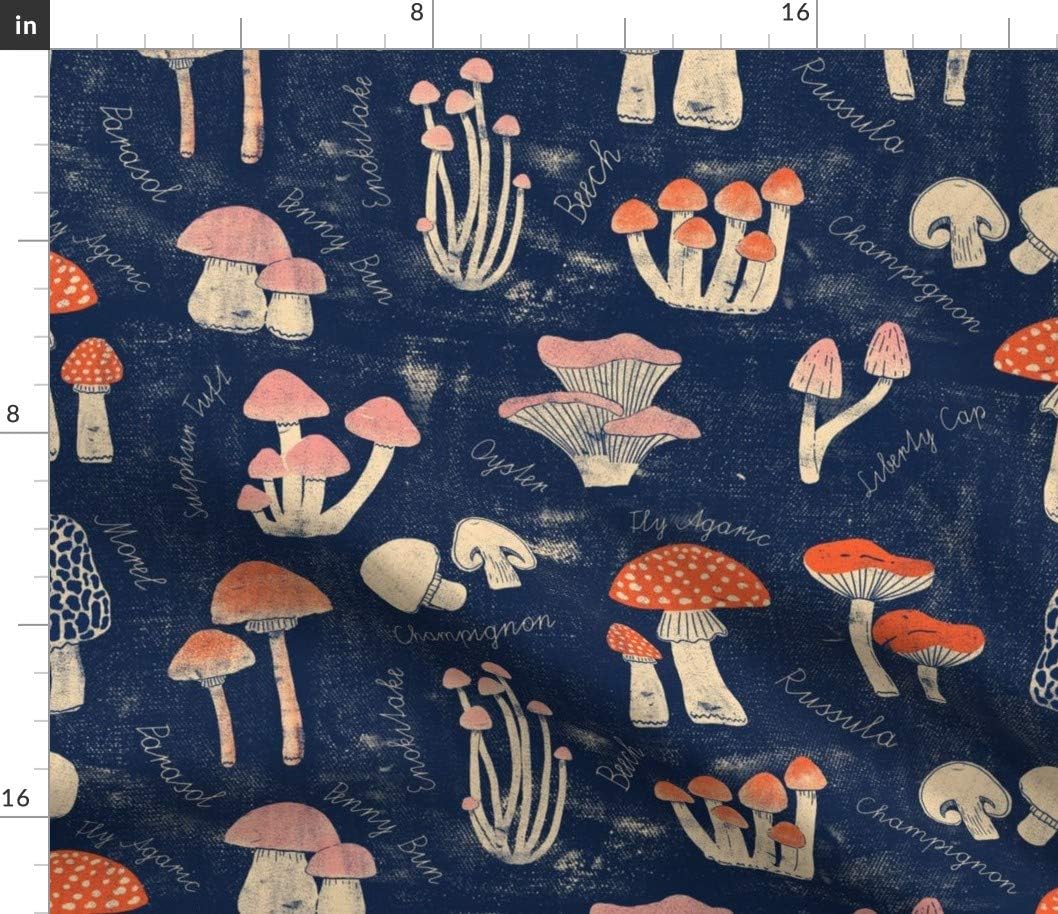 Spoonflower Fabric - Kitchen Mushrooms Mushroom Vegetables Toadstools Earthy Champignon Printed on Petal Signature Cotton Fabric by The Yard - Sewing Quilting Apparel Crafts Decor