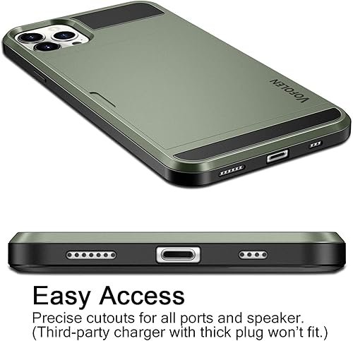 Miniatura 5 de Vofolen Funda compatible con iPhone 12 Pro Max 5G, con ranura para tarjeta de crédito, bolsillo trasero deslizante, antiarañazos, doble capa,