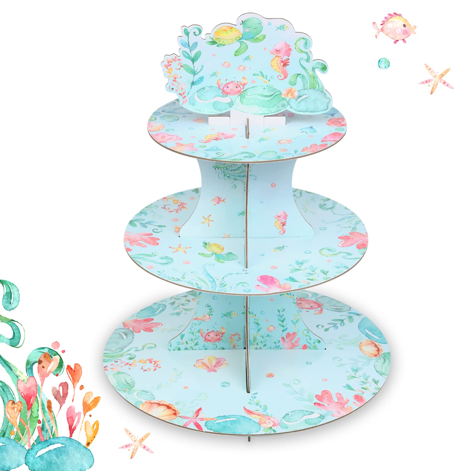 Présentoir à cupcakes sirène pour un anniversaire magique sous la mer
