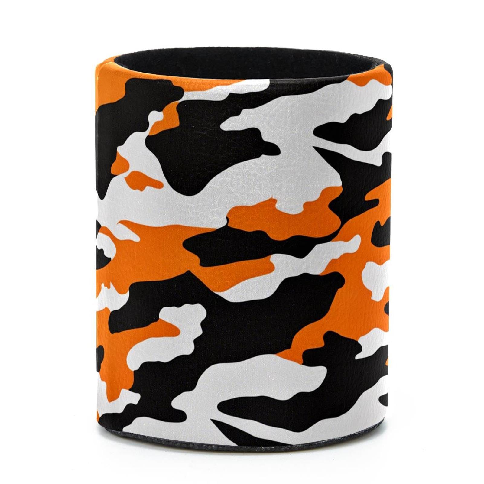 VAPOKF Round Pencil Holders for Desk, Orange Camouflage Pen Holders Pen Pot Makeup Brushes Storage Desktop Stationery Supplies Organiser for Home Office