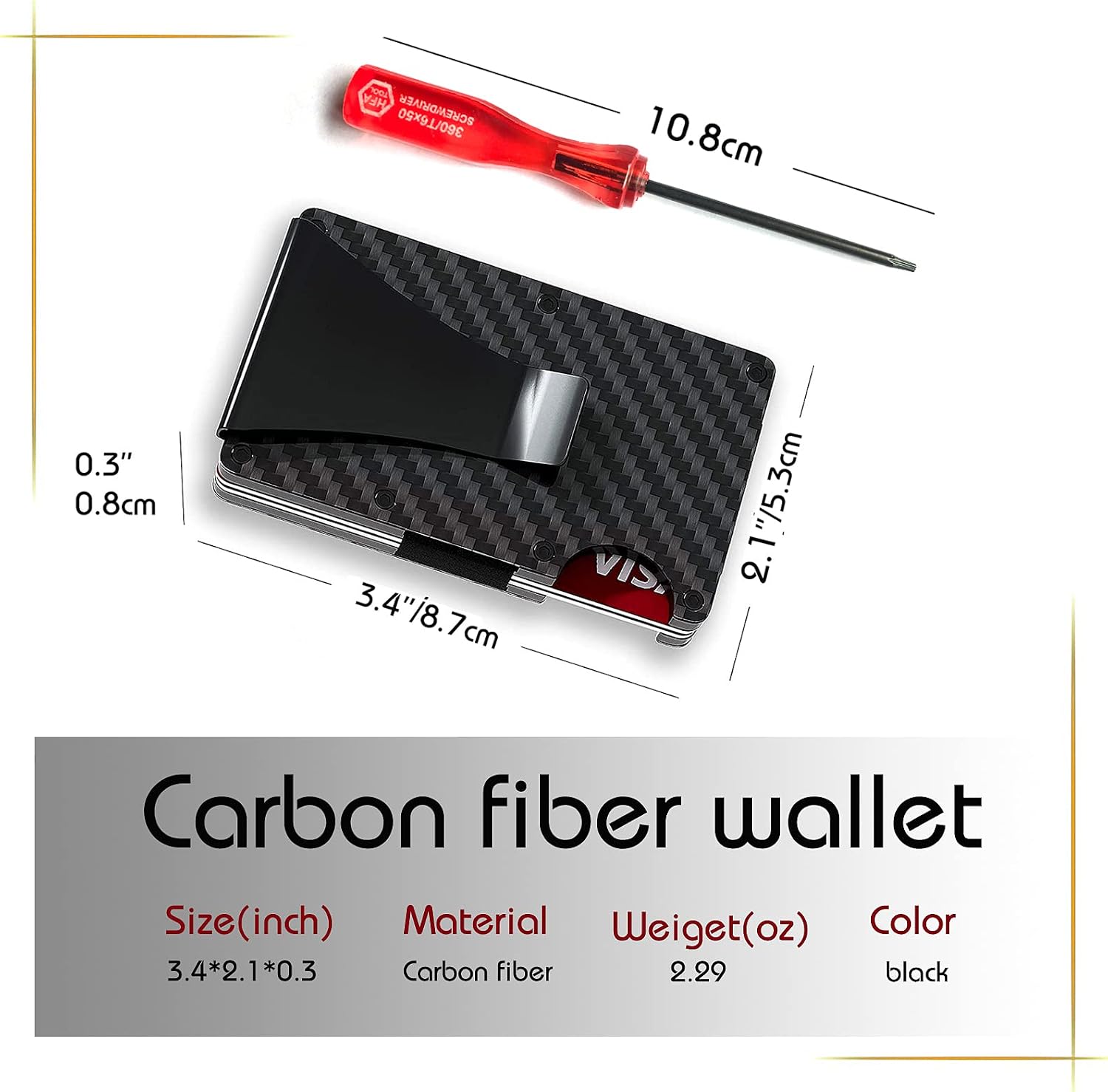 Lywencom Carbon Fiber Wallet,RFID blocking anti-theft card ultra thin cash credit holder black,metal money clip lightweight high classic portable durable