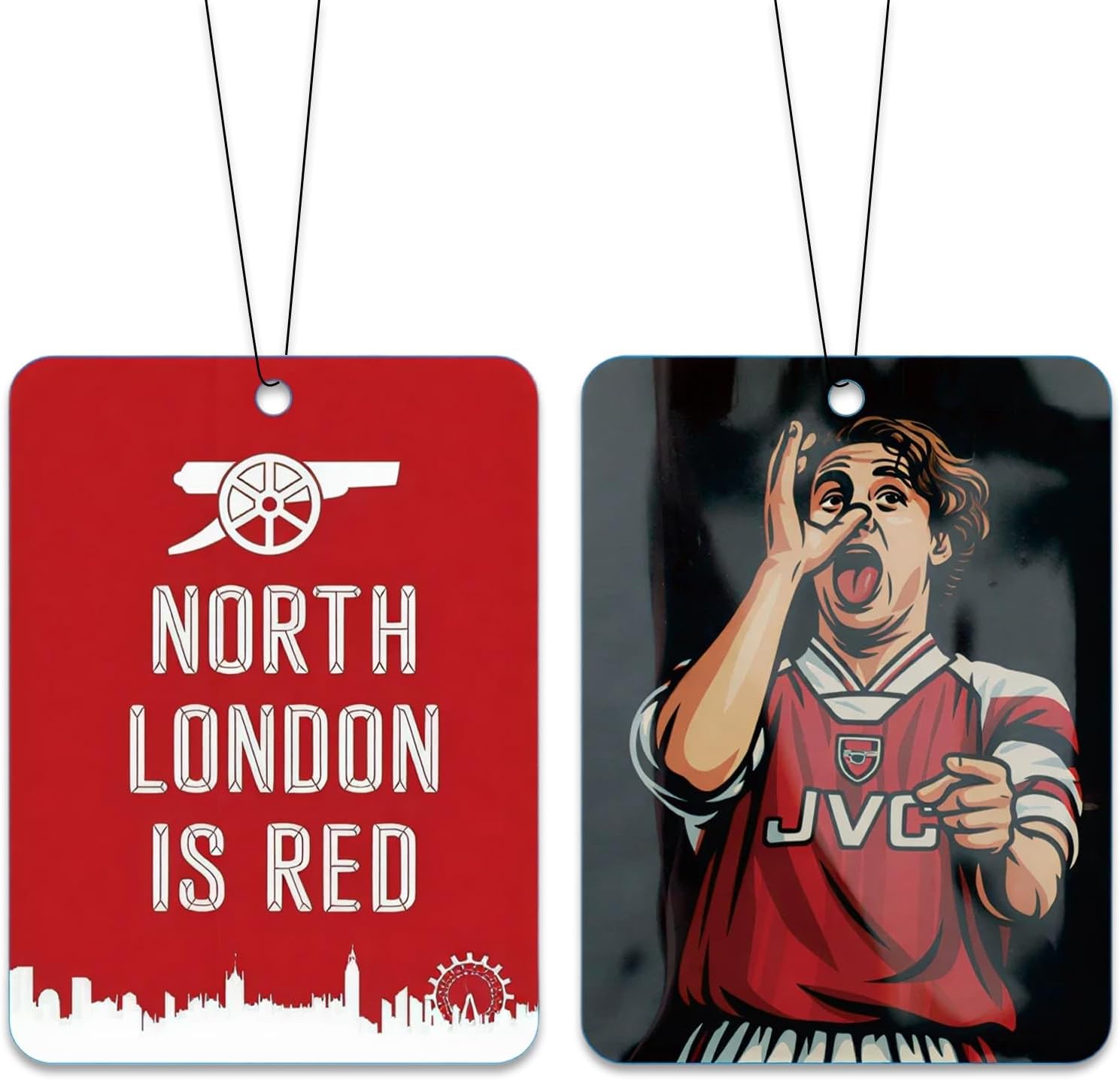 2PCS Car Air Fresheners, North London Is Red Car Air Freshner Cards, Lavender Scent Car Air Freshner Arsenal Gifts Football Gifts for Men Women (6cm x 8cm)