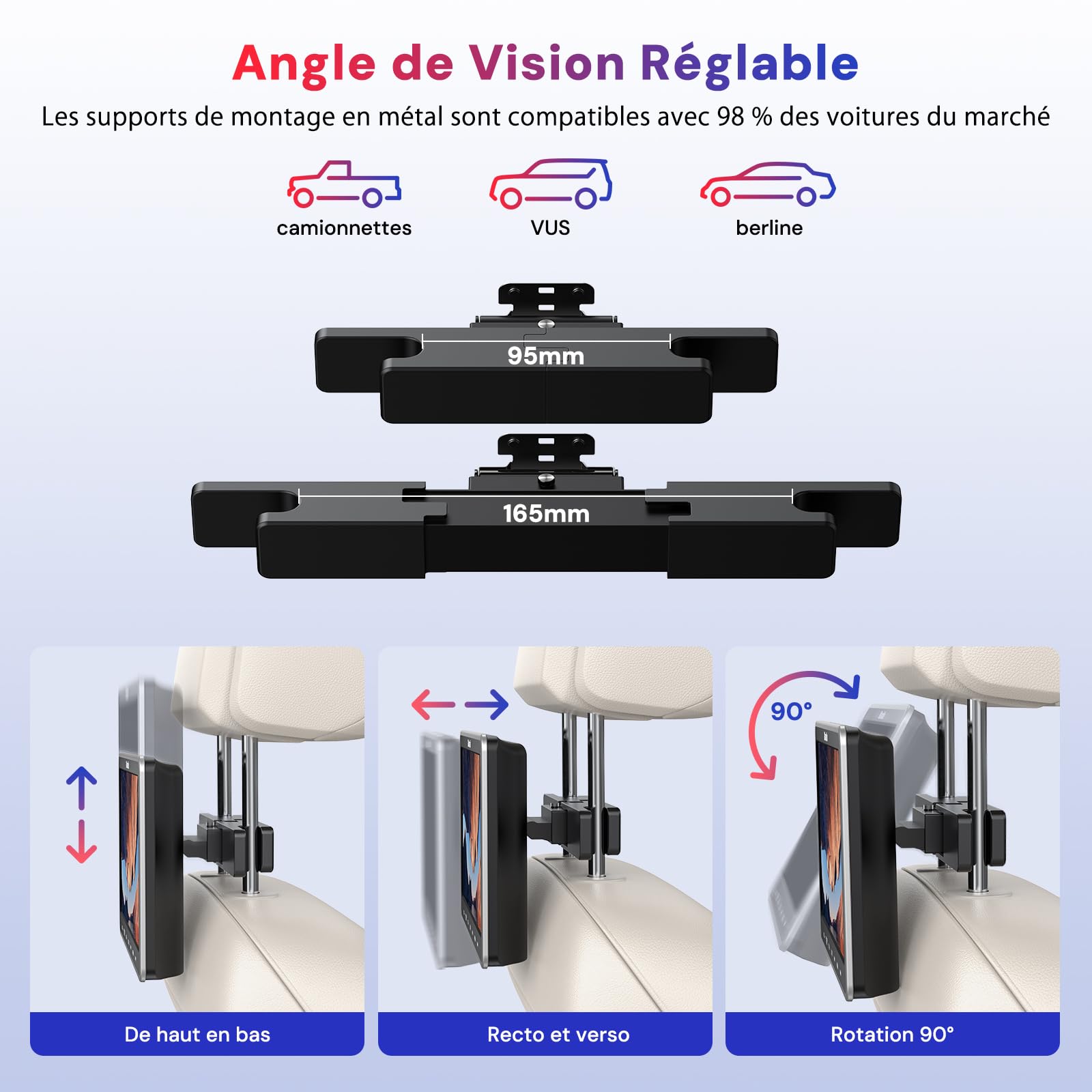 GOnavidio 10,5 écran Enfant appuie tête, Lecteur DVD Voiture avec 1080P HDMI in, Lecteur DVD Portable Voiture Compatible USB/TF, Slot in Design pour Enfant,Non Batterie
