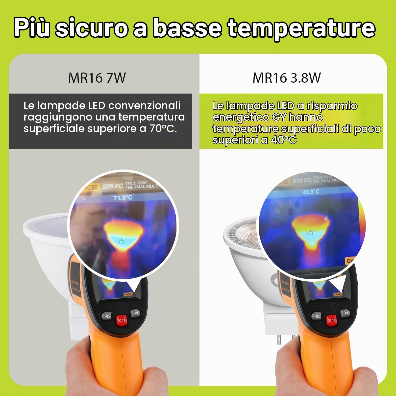 GY Lampadine LED GU5.3 MR16 12V 3.8W, 4000K Bianco Naturale, 646 Lumen, Angolo 36°, Non Dimmerabile, Faretto Interni, Lampada LED a Risparmio, 12 Pezzi