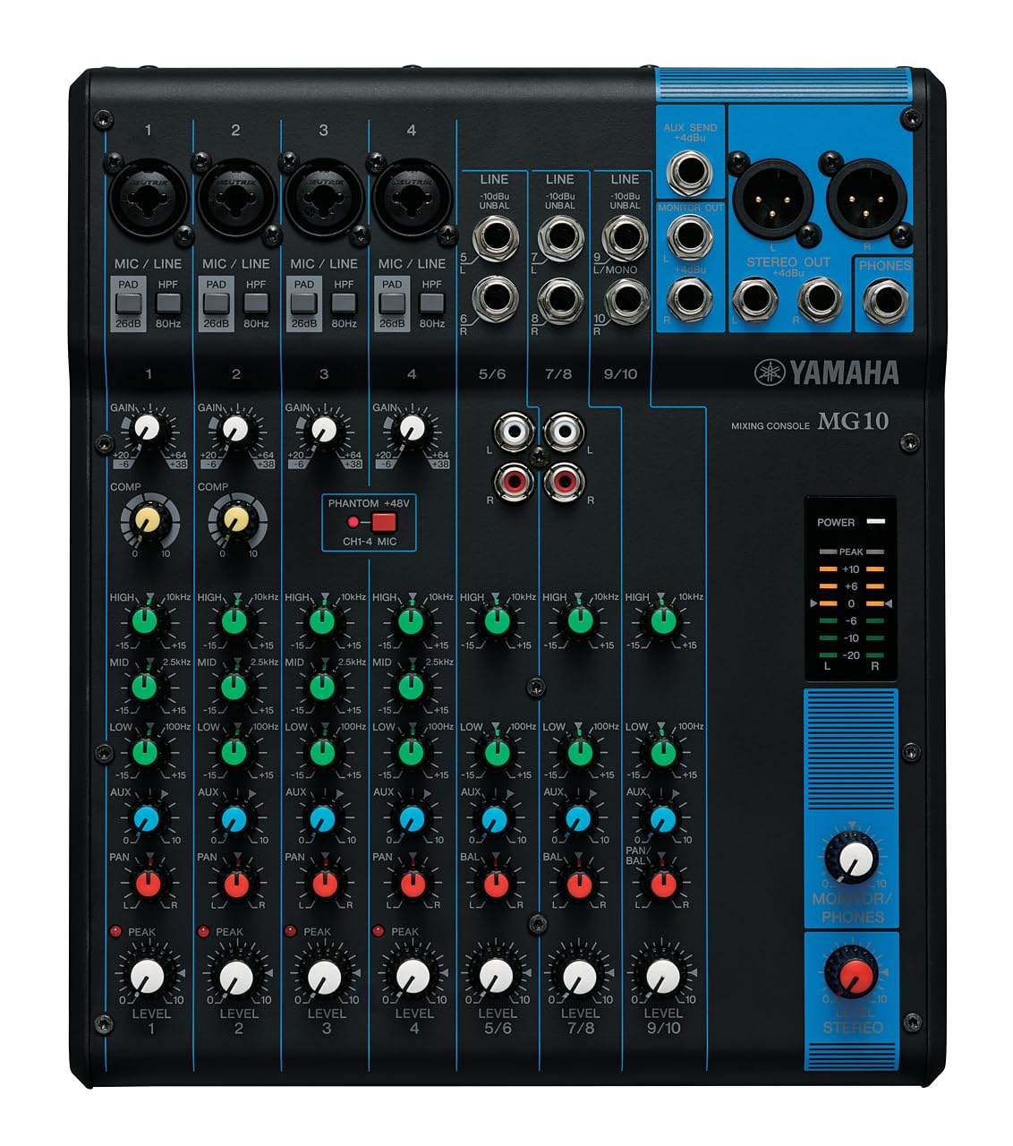 Yamaha MG10 Mixer Audio - Console di Mixaggio Compatta con 10 Canali d'Ingresso e Preamplificatori Microfonici D-PRE
