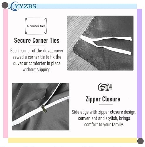 Miniatura 5 de Black King Bedding Set Arctic Fox Duvet Cover 3-Piece Set for Bedroom Decor Soft Microfiber Comforter Cover 104x90 Inches and 2 Pillowcases, with