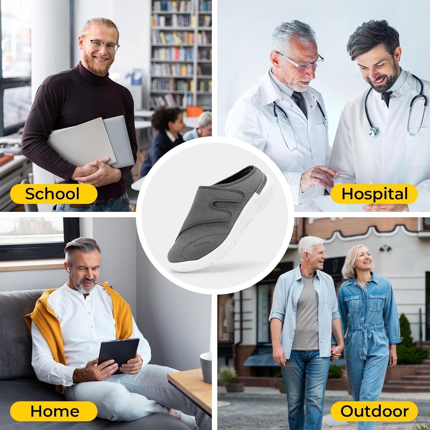 FitVille Orthopedic Slippers for Men with Arch Support, Extra Wide Slip-On Design for All-Day Comfort Ideal for Diabetes, Neuropathy, Swollen Feet & Lymphedema - Image 2