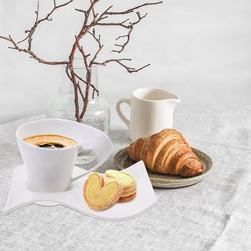 Miniatura 3 de Con Forma Pequeña Caffe Blanco Cerámica Decorativas Tazas De Té Estilo Leche En Forma De Café Cumpleaños Europeo Cappuccino Y Bar Cocina Ml Hogar