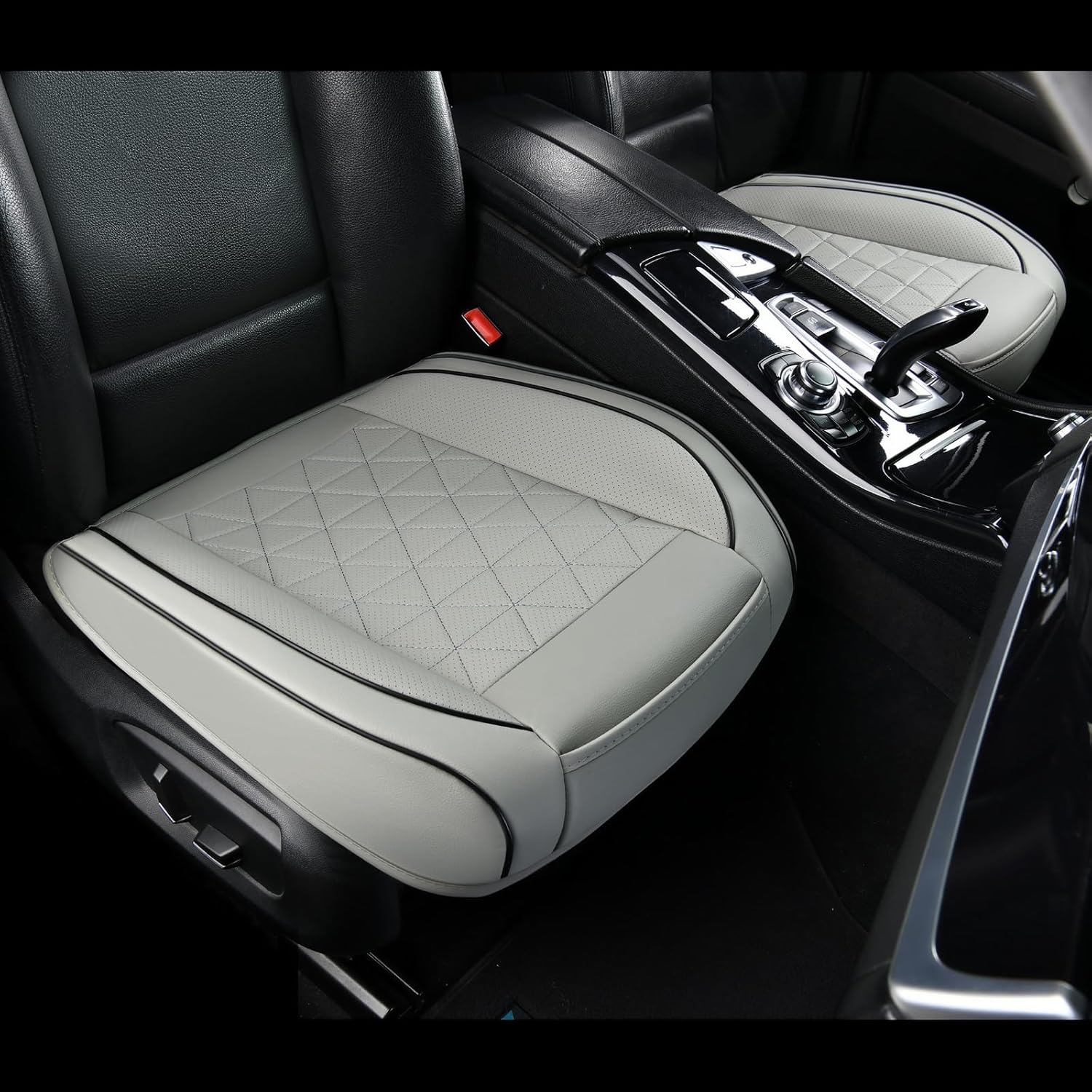 Luxury Leather Front seat Cover, Non Slip All Inclusive with Storage Bag, Suitable for 95% Sedan, SUV, Truck, 2 Piece Grey