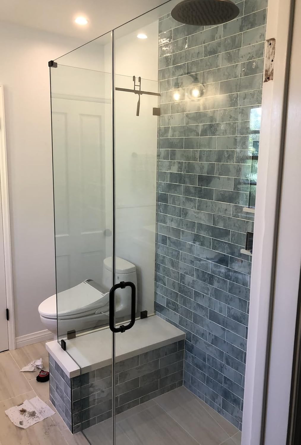 Tubular 8″ Length Back-to-Back Pull Handle, for Shower Door Replacement. for Commercial and Residential Glass Shower Doors 3/8 Inch to 1/2 Inch Thick. Solid Brass Tubing. Heavy Duty with washers
