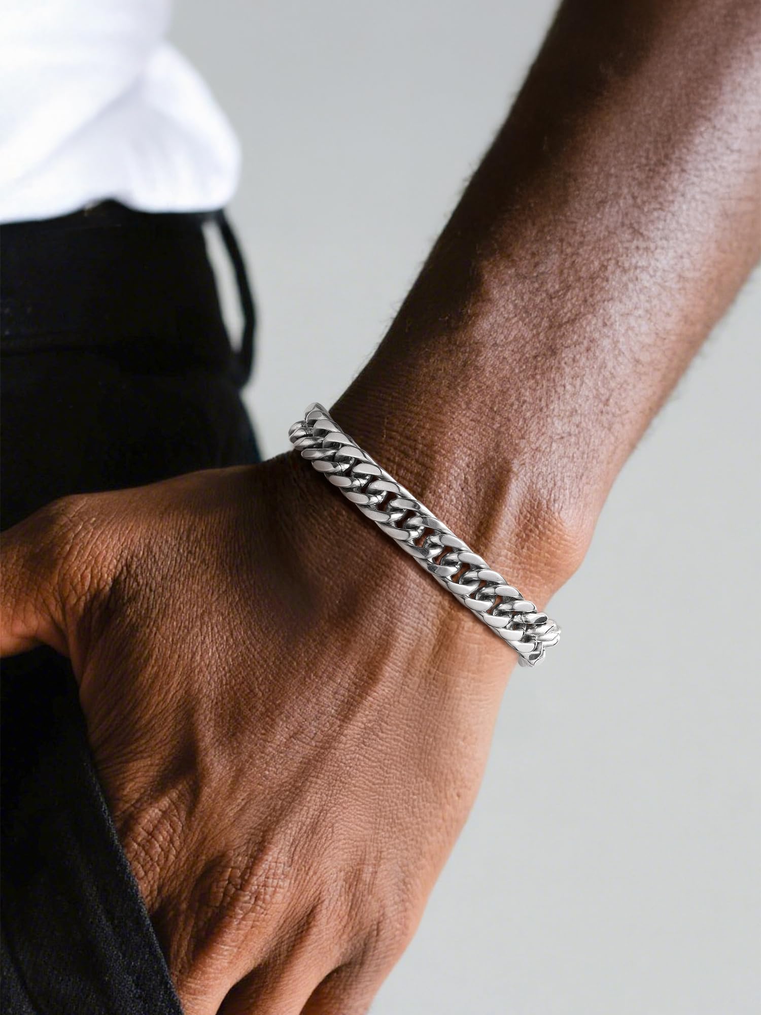 PROSTEEL Neutro Braccialetto Catena Cubana Uomo Stile Cyberpunk Minimalismo Larghezza 8/12/17MM Bracciale Catena Cubana Ritorta Artigianale Regalo Uomo
