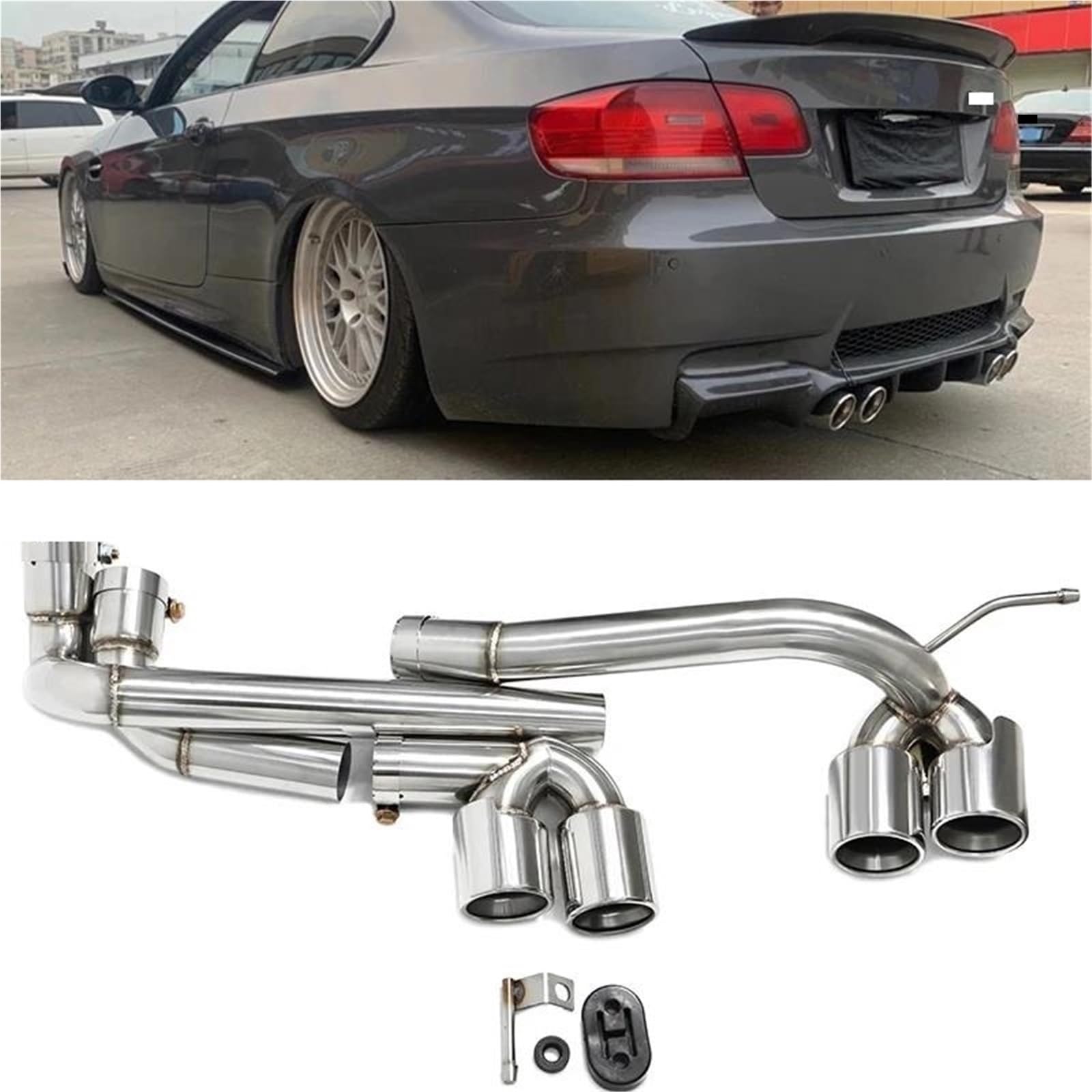 Dla BMW E90 E92 E93 320i 325i Zmieniono Zderzak M3 M4 Ze Stali Nierdzewnej Quad Car Rura Wydechowa Końcówka Wydechu Tłumiki Układ Wydechowy Stylizacja(Carbon Fiber A)