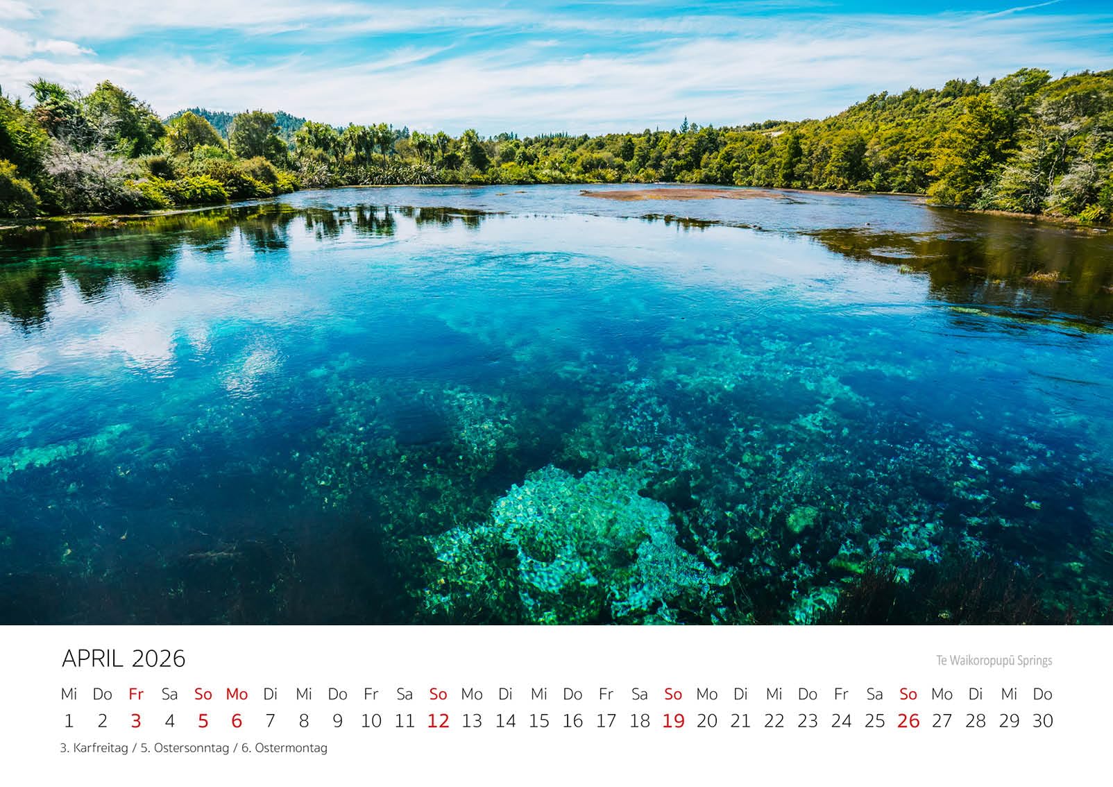 Edition Seidel Premium Kalender Neuseeland 2026 Format DIN A3 Wandkalender New Zealand Berge Mount Cook Natur Nationalpark Insel Meer Stefan Becker