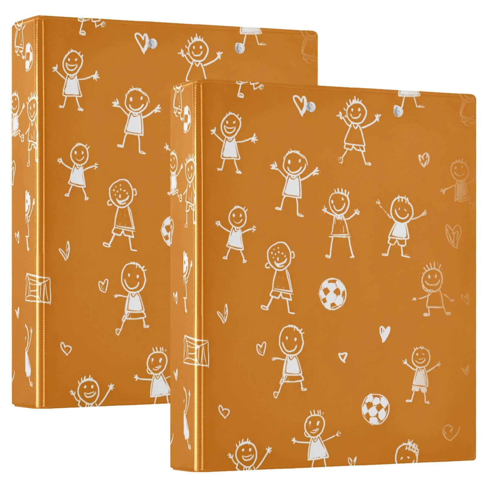 Raccoglitore per materiale scolastico da 3,8 cm, motivo cartone animato, minimalista, arancione