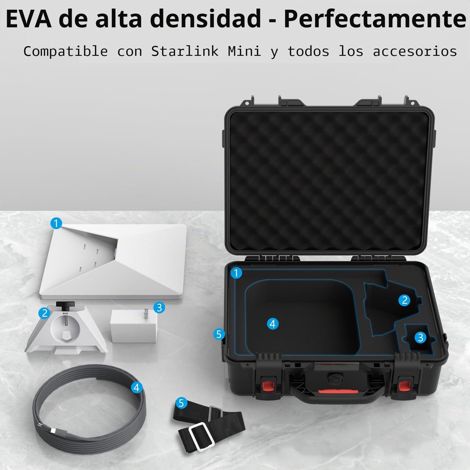 MEKEET Starlink Mini Maleta rígida Impermeable a Prueba de Golpes para Starlink Mini Dish & Accesorios, con Correa de Hombro y asa de Transporte, Espuma EVA de precisión, para Viajes, Camping