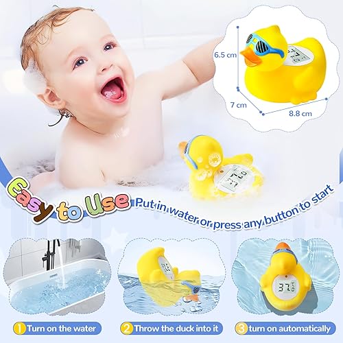 Miniatura 5 de Termómetro de baño para bebés de pato  Termómetro de bañera infantil que cambia de color con alerta automática de temperatura, juguete flotante