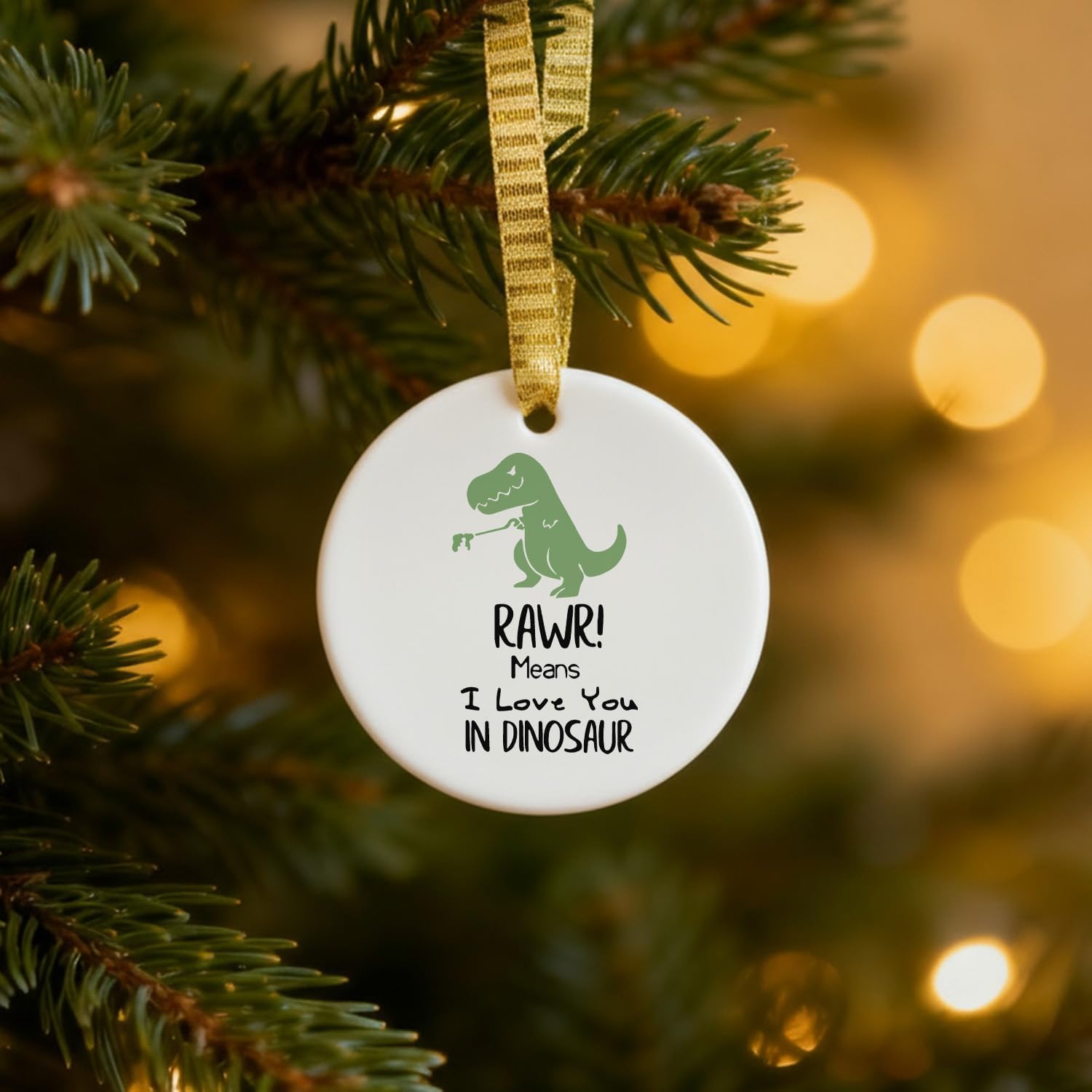 Mancheng-zi Dinosaur Christmas Ornament, Dinosaur Gifts for Toddlers Kids Ornament for Christmas Tree Decoration, Rawr Means I Love You in Dinosaurs Decorative Hanging Ceramic Ornaments - Image 6
