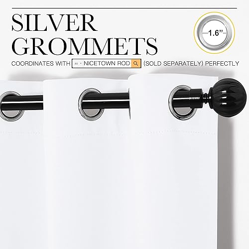 Miniatura 3 de NICETOWN Cortinas de Ventana de 86 Pulgadas de Largo - (Blanco Puro) 55 por 86 Pulgadas, 1 Par, CortinasCortinajes con Ojales de Bloqueo de Luz al