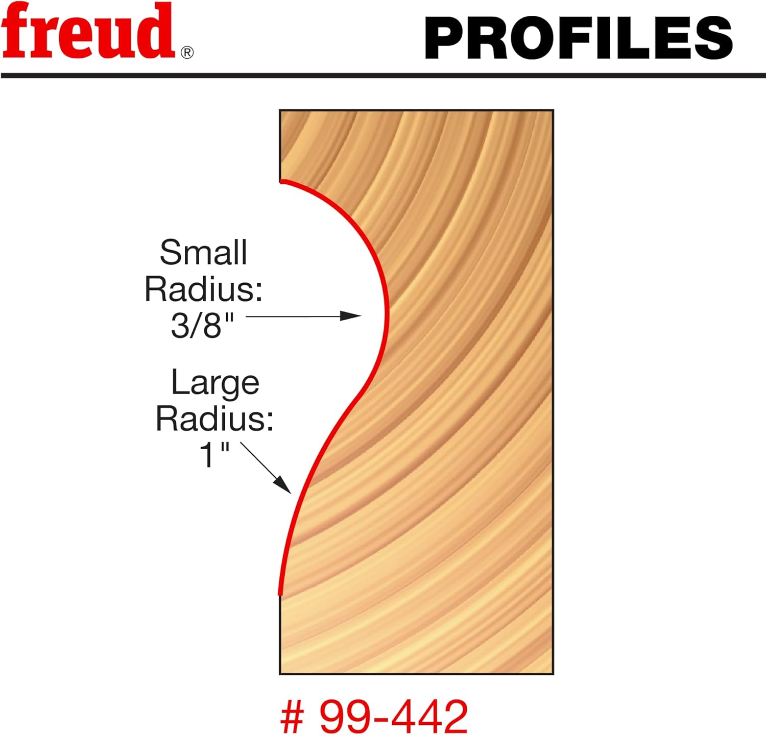 Freud 99-442: 1-3/16" (dia.) Handrail Bit with 1/2" shank, 1" large radius