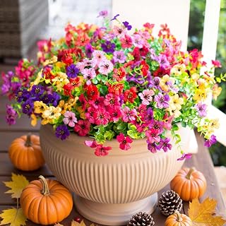 Prplet Artificial Flowers Bunch Daisy with Eucalyptus Leaves – Fake Plants for Outdoor & Indoor Decoration (6) Price In India