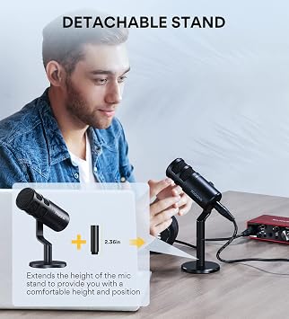 MAONO XLR Podcast Microphone with Boom Arm Microphone Stand:Cardioid Studio Dynamic Mic Kit for Vocal Recording Streaming Voice-Over,Works for Audio Interface Mixer Sound Card PD100X+BA20 Black