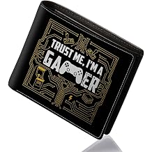 Teen Boys Wallet - Cool Wallet for Boys Game Design Slim Thin PU Leather Bifold Rfid Blocking Zipper Black Men Boy Purse with Credit ID Card Cash Holder Coin Pocket ID Window