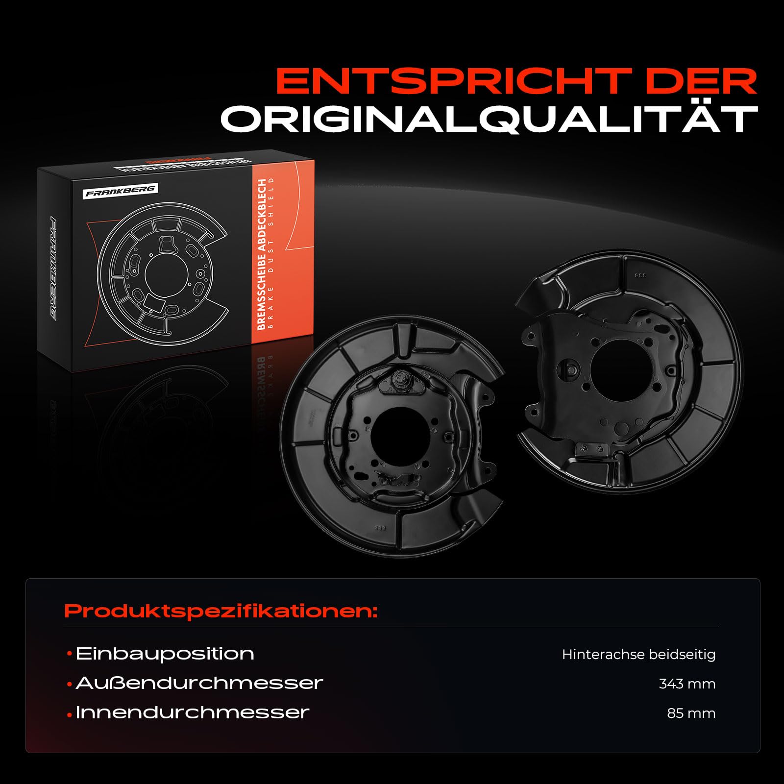 Frankberg 2x Ankerblech Spritzblech Bremsscheibe Hinterachse Kompatibel mit RAV 4 II A2 1.8L-2.4L 2000-2005 Replace# 4650442021