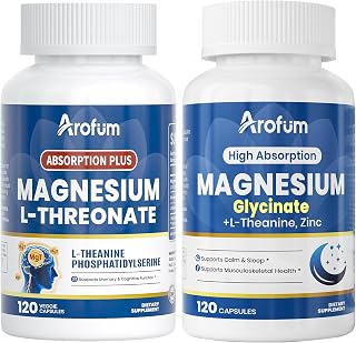 Magnesium Dual Balance System – Magnesium L-Threonate & Magnesium Glycinate Complex for Focus, Relaxation & Sleep Support – Vegan, Non-GMO, 240 Capsules Total