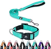 Vista 12 de FURRYFECTION Juego de collar y correa reflectante para perro con hebilla de liberación rápida, acolchado con neopreno, collar de nailon ajustable