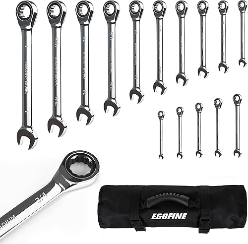 Miniatura 8 de Egofine Llave combinada de trinquete de 1 pulgada SAE, llave de engranajes de grado industrial con diseño de 12 puntos, trinquete de 72 dientes