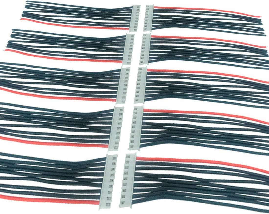 FLY RC 10pcs JST-XH 8S Balance Plug Extension Lead Wire Balance Wire for LiPo Battery Balance Charging (10pcs 8s)
