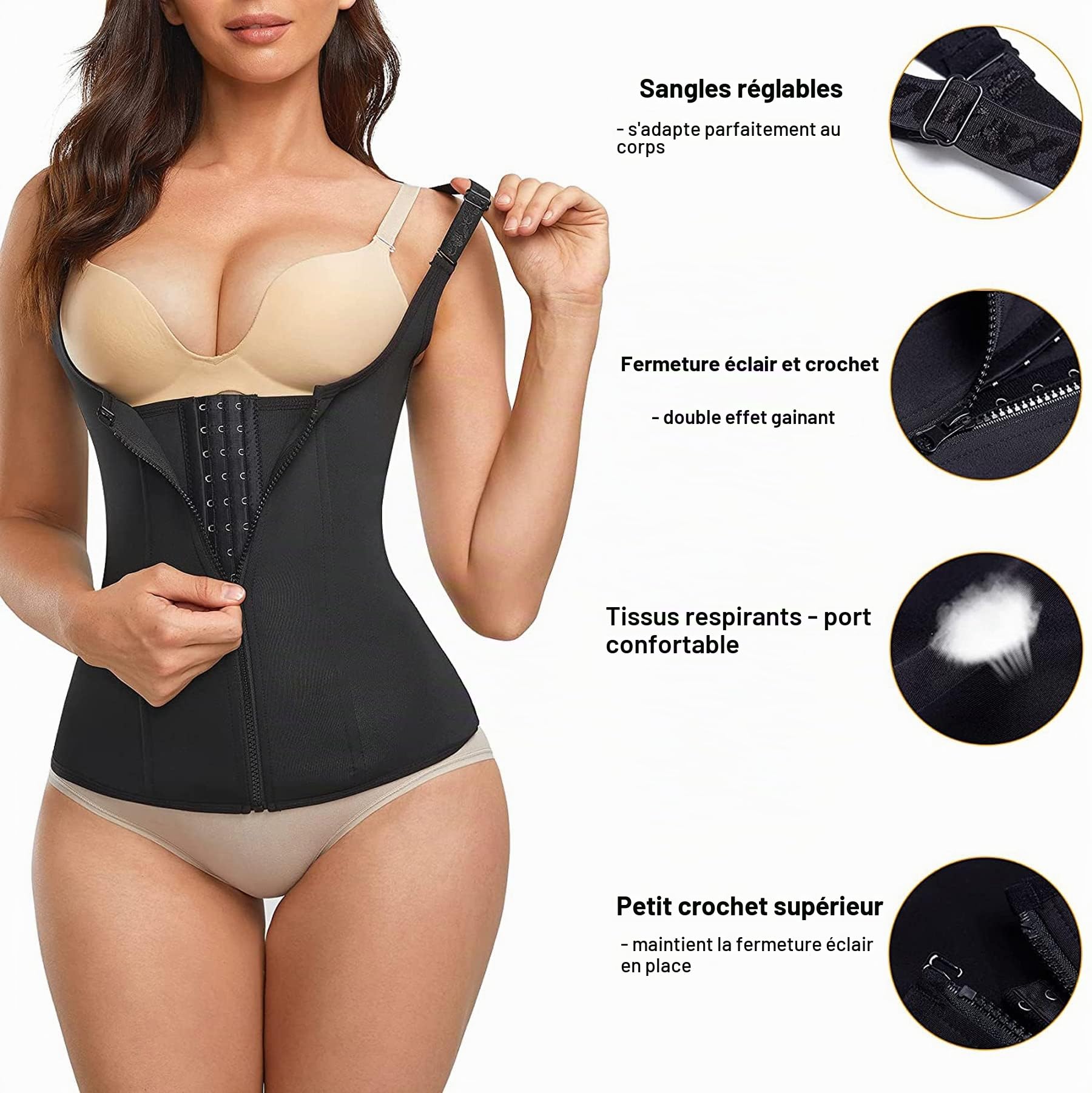 KUMAYES Corset Minceur Femme Gaine Amincissante Body gainat Ventre Plat Ceinture Amincissante Body Shaper Waist Trainer