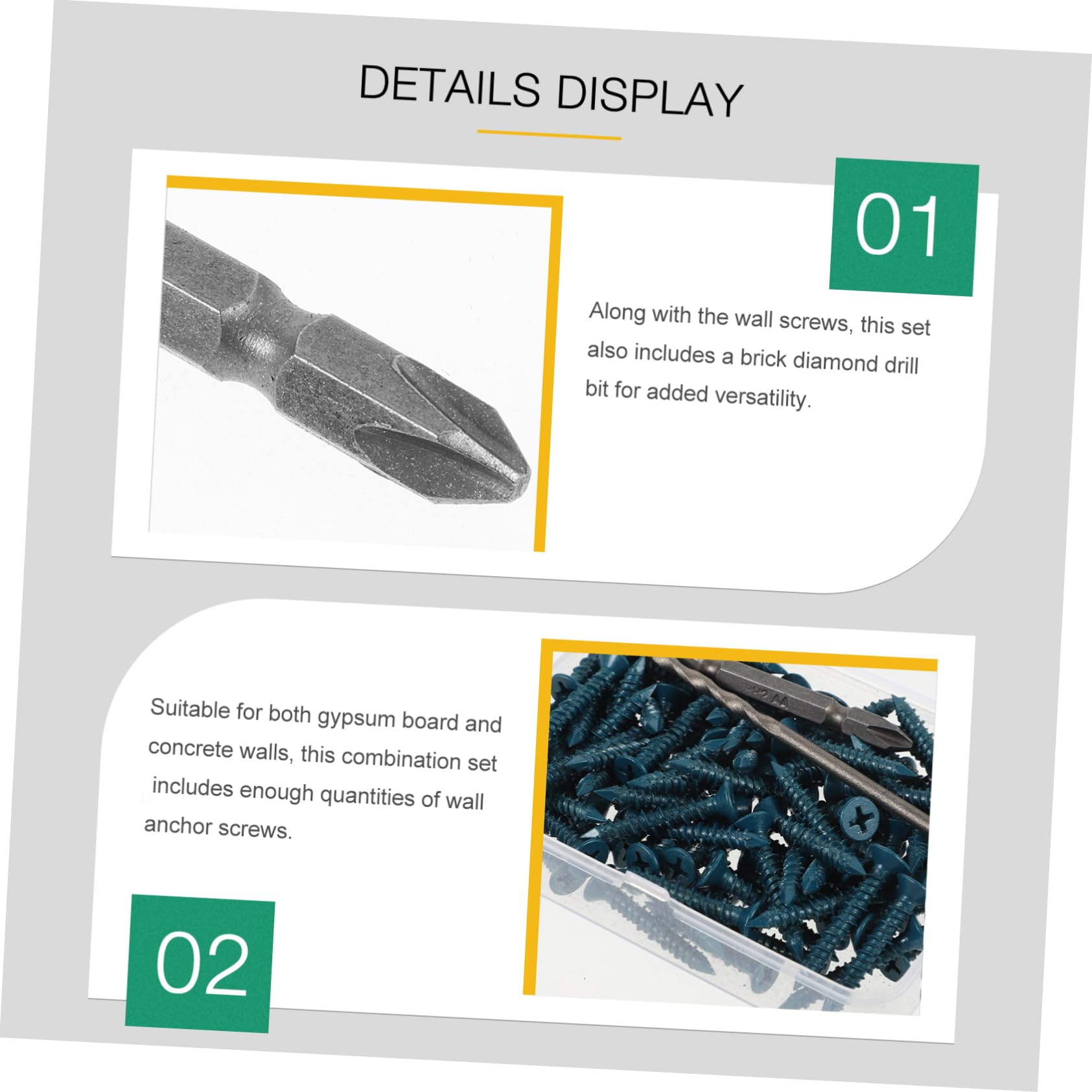 IWOWHERO 1 Set Wall Anchor Concrete Screw and Drill Bit Kit Versatile Solution for Home Decor Cement Screws for Concrete Walls