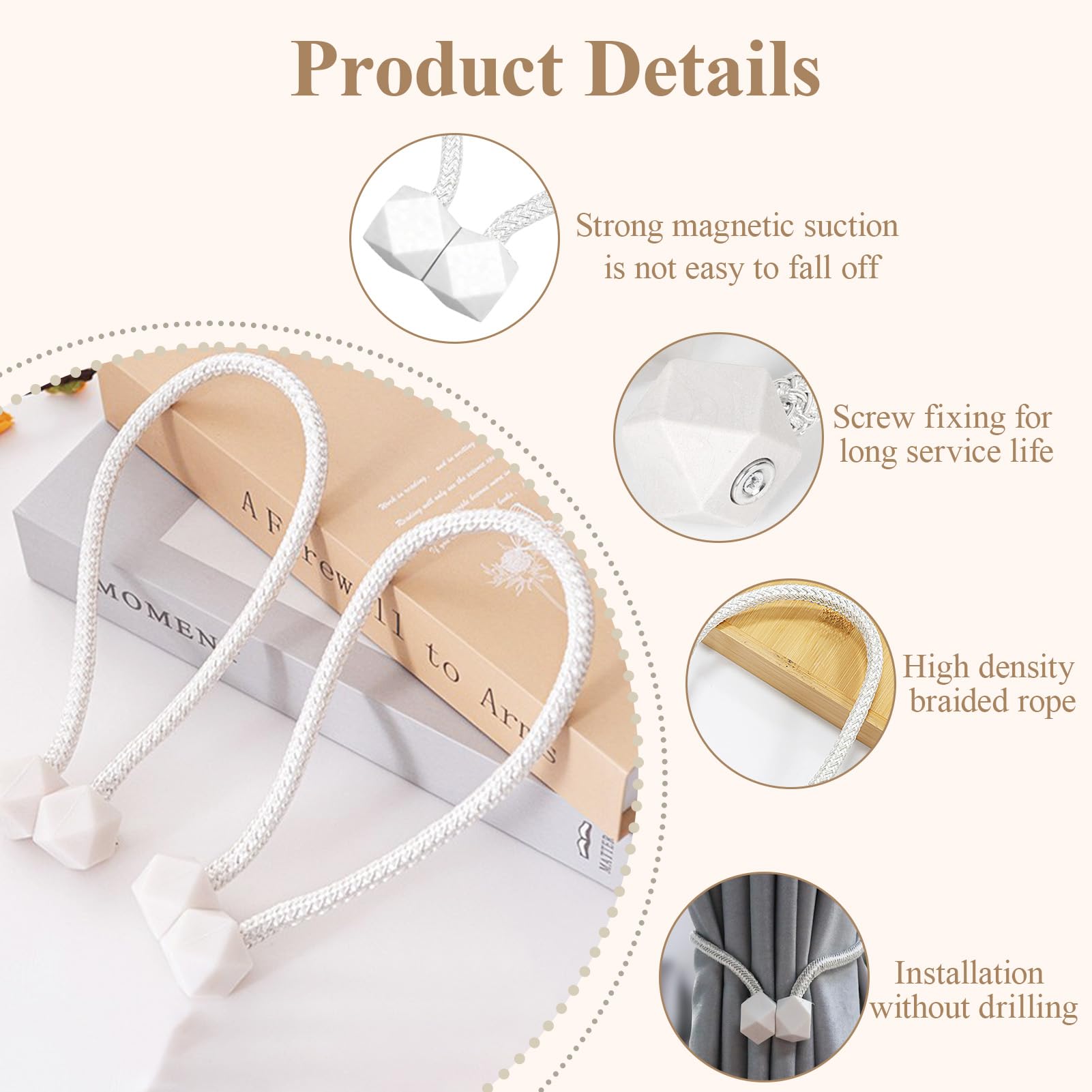 Produktbild von TSHAOUN 2 Stück Raffhalter Etall Gardinenhalter Vorhang-Raffhalter, Raffhalter