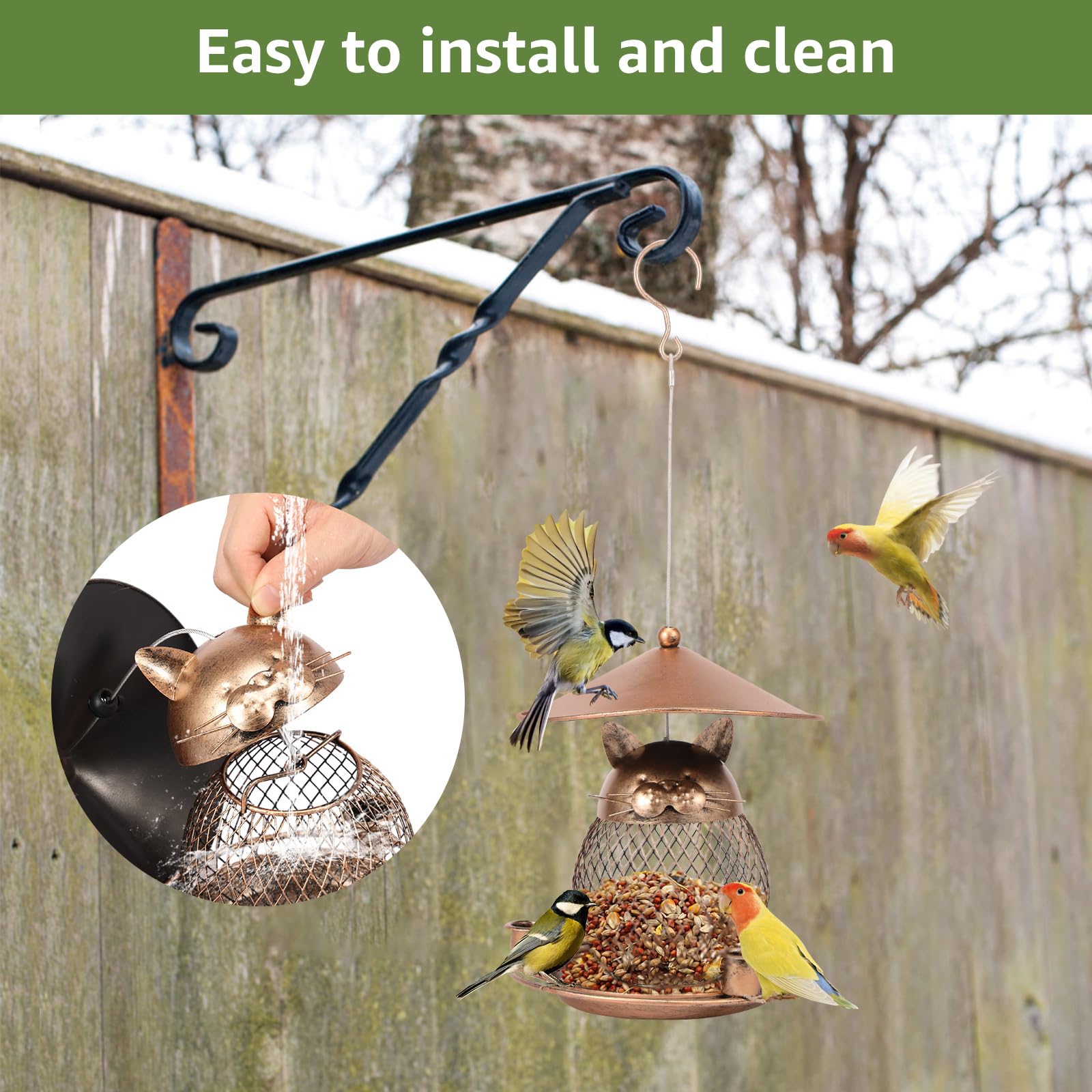 NANDIYNZHI Liquidation! Mangeoire à Colibris Vintage Mangeoires Pour Oiseaux Sauvages Anti-Écureuils Pour Décoration De Jardin Suspendue En Métal Mignon Hibou, Mangeoires Pour Oiseaux En Solde