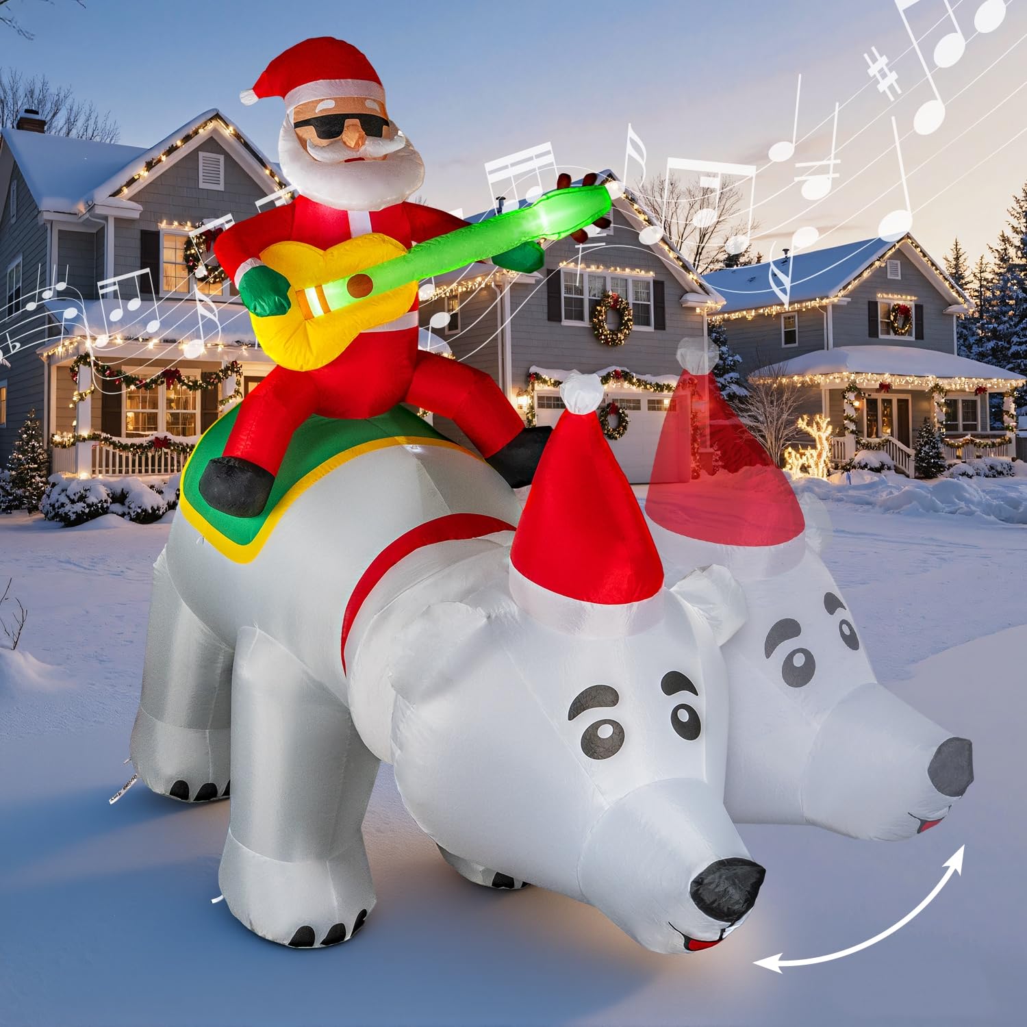 Ours gonflable de Noël 1,5m lumineux et animé pour simplifier votre déco extérieure
